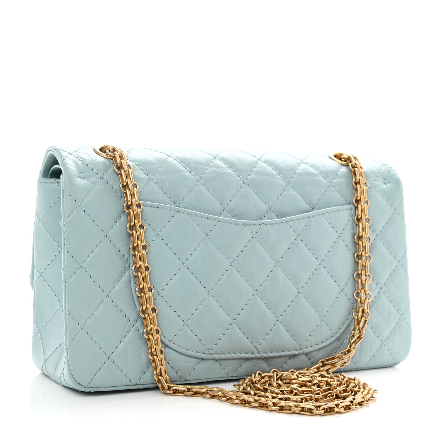 Aged Calfskin Quilted 2.55 Reissue 225 Flap Light Blue