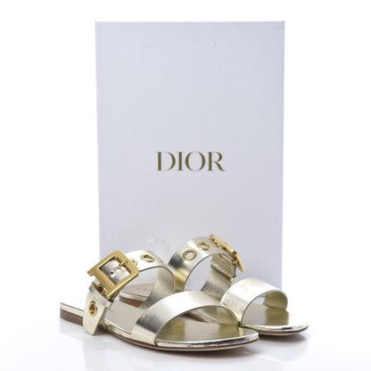 Christian Dior Laminated Calfskin D-Dior Slide Flat Sandals 38 Pale Gold 10 of 10