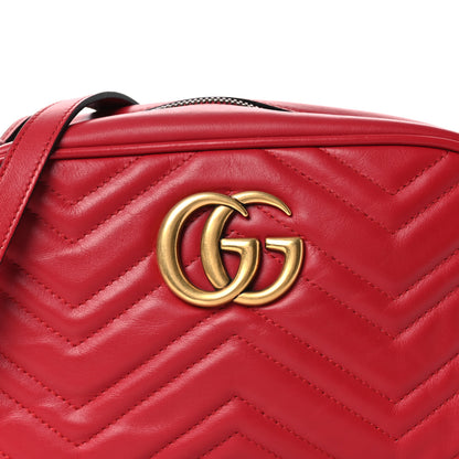 Gucci Calfskin Matelasse Small GG Marmont Chain Shoulder Bag Hibiscus Red 8 of 11