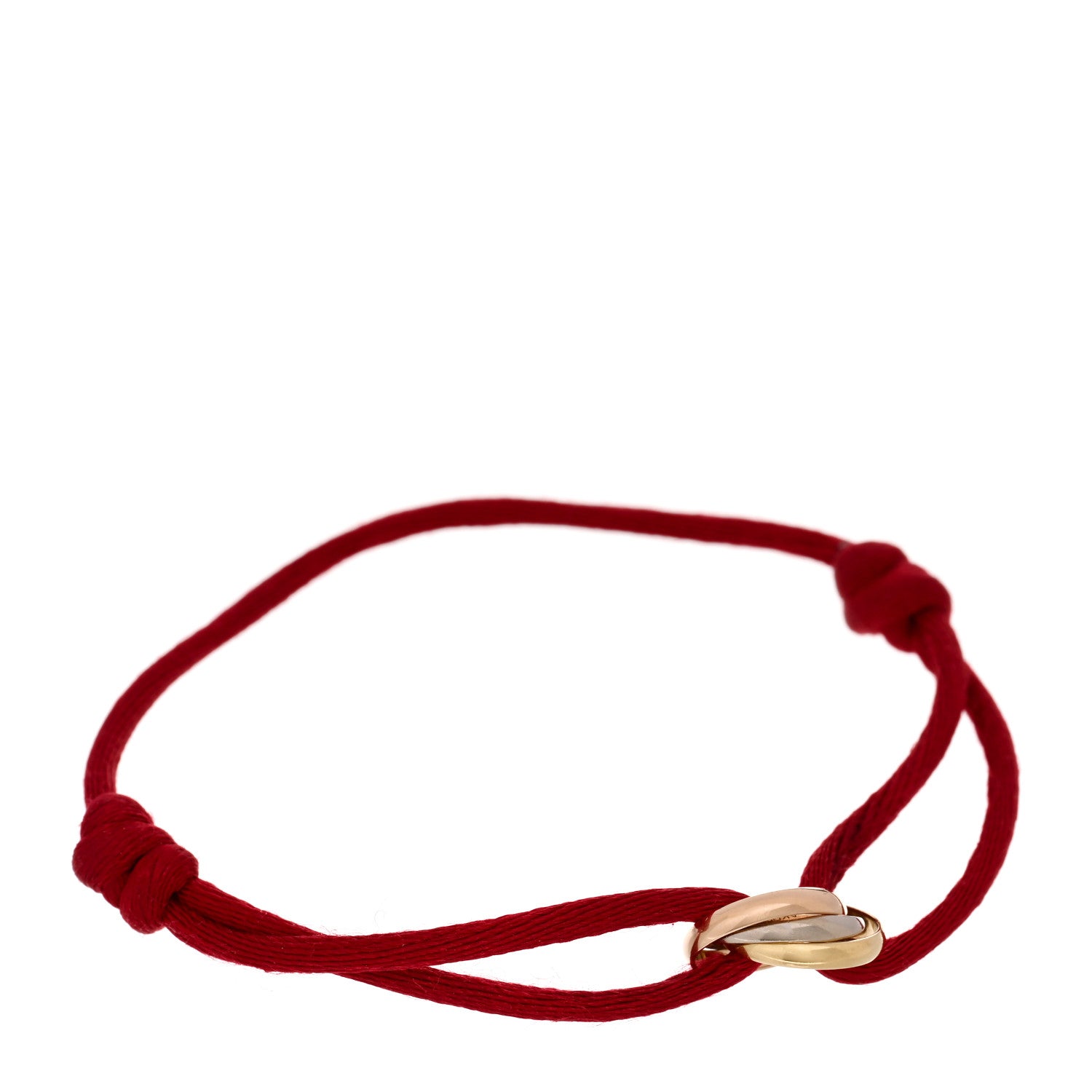 Cartier 18K Pink Yellow White Gold Trinity Cord Bracelet Red 1 of 4
