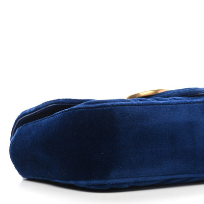 Gucci Velvet Matelasse Mini GG Marmont Shoulder Bag Cobalt Blue 9 of 10