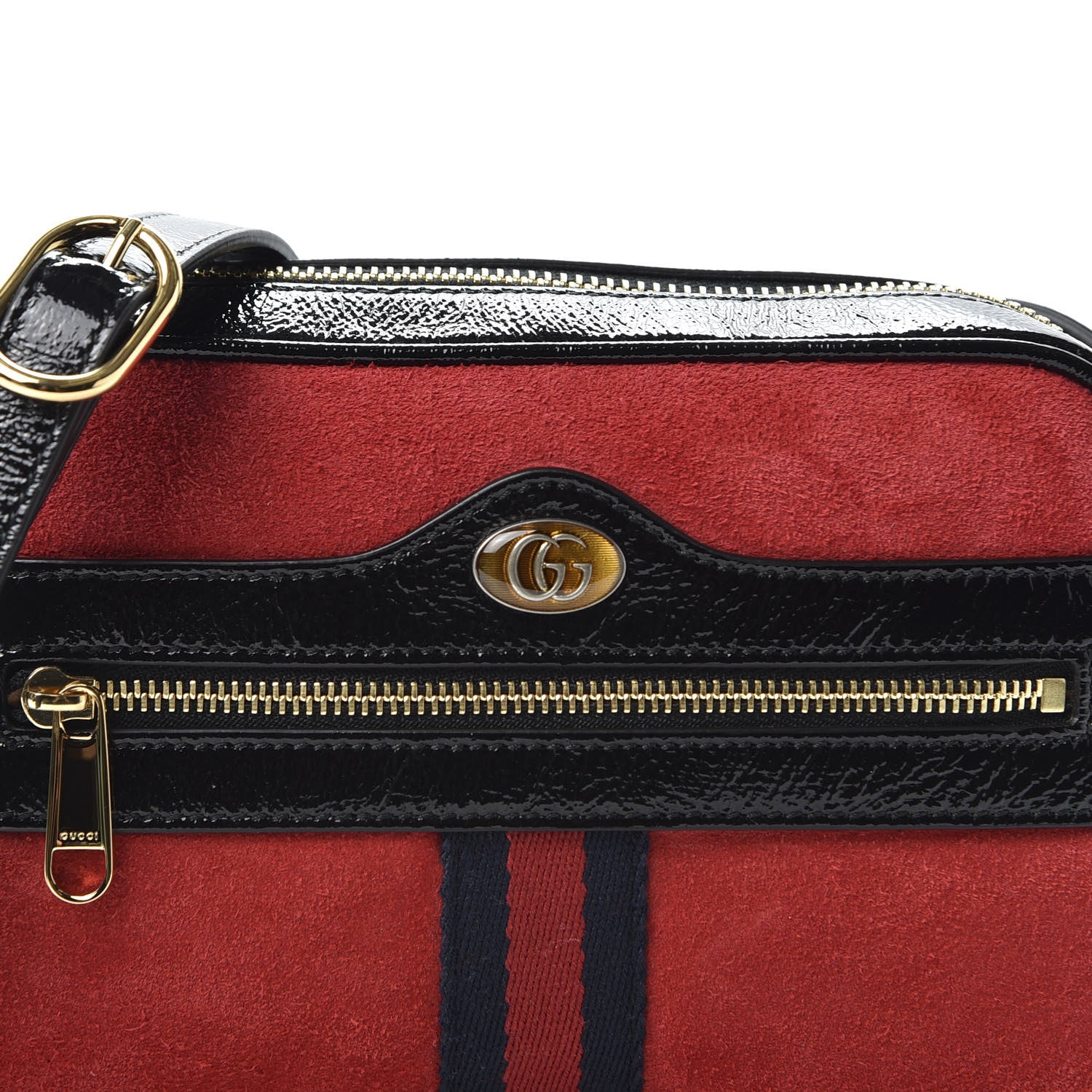 Gucci Suede Patent Web Mini Ophidia Shoulder Bag Red 9 of 9