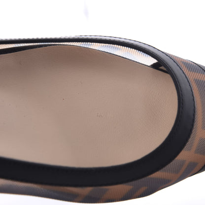 Fendi Mesh FF Skimmer Ballerina Flats 38 Tobacco Moro Black 10 of 10