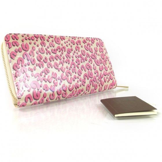 Leopard Zippy Wallet Coral White