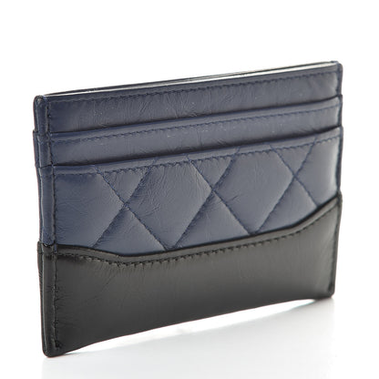 Chanel Aged Calfskin Quilted Gabrielle Card Holder Wallet Navy Black 3 of 9