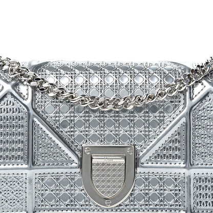 Christian Dior Metallic Patent Micro-Cannage Baby Diorama Flap Bag Silver 6 of 9