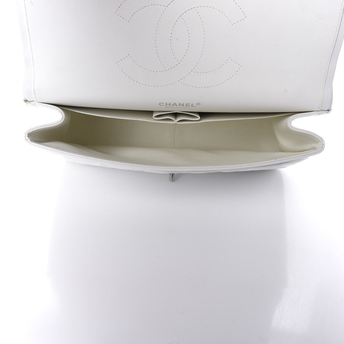 Caviar Quilted Jumbo Double Flap White