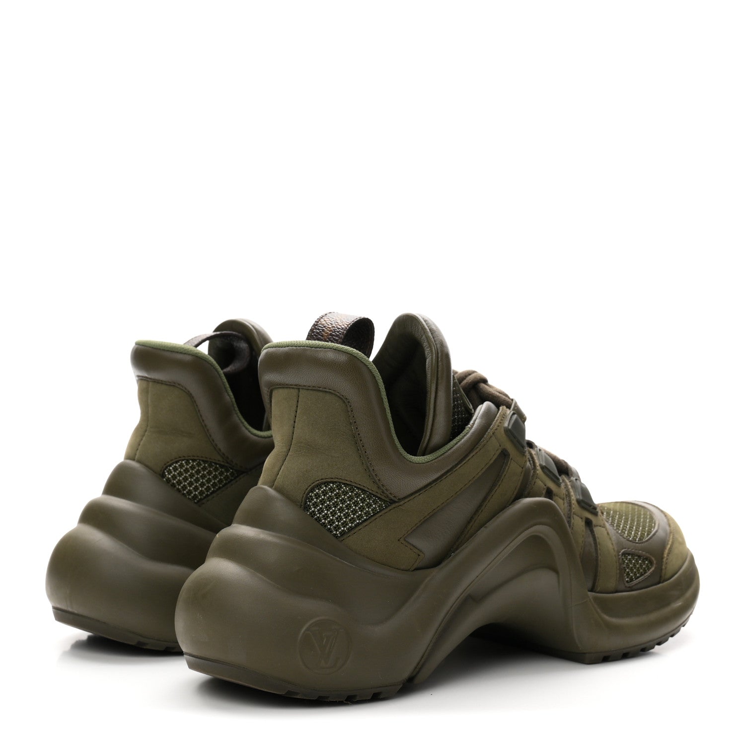 Louis Vuitton Calfskin Technical Nylon LV Archlight Sneakers 38 Green 5 of 9