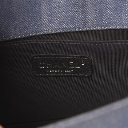 Chanel Denim Chevron Quilted Medium Boy Flap Blue 5 of 9