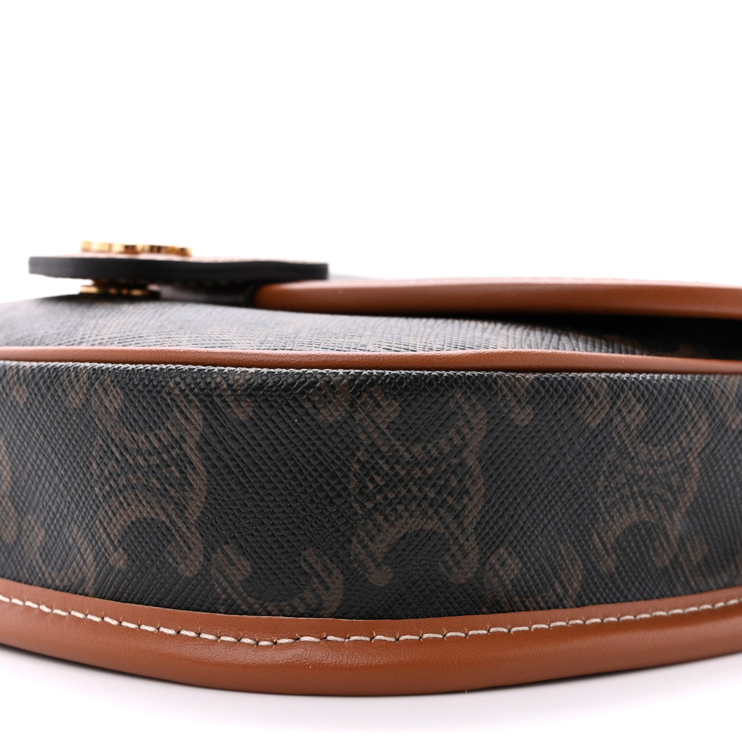 Canvas Calfskin Triomphe Mini Besace Tan