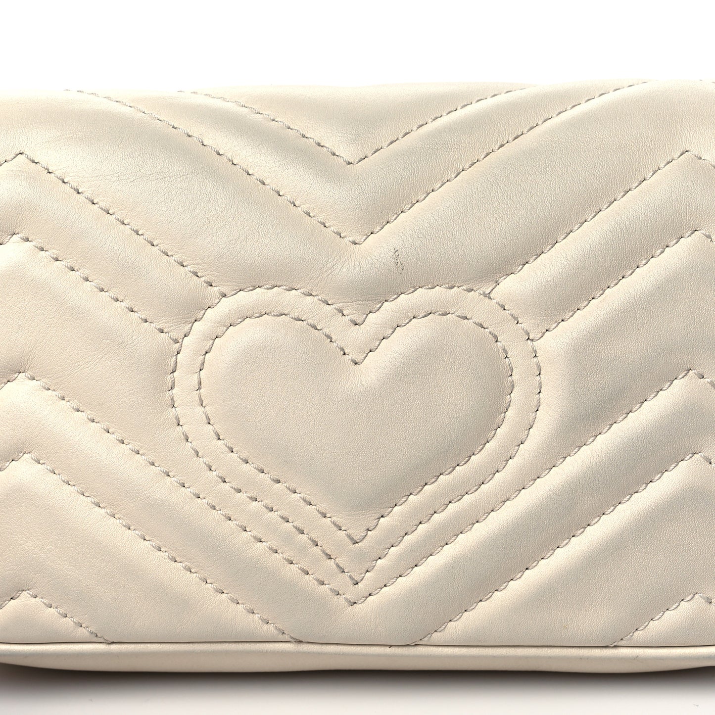 Calfskin Matelasse Super Mini GG Marmont Shoulder Bag White