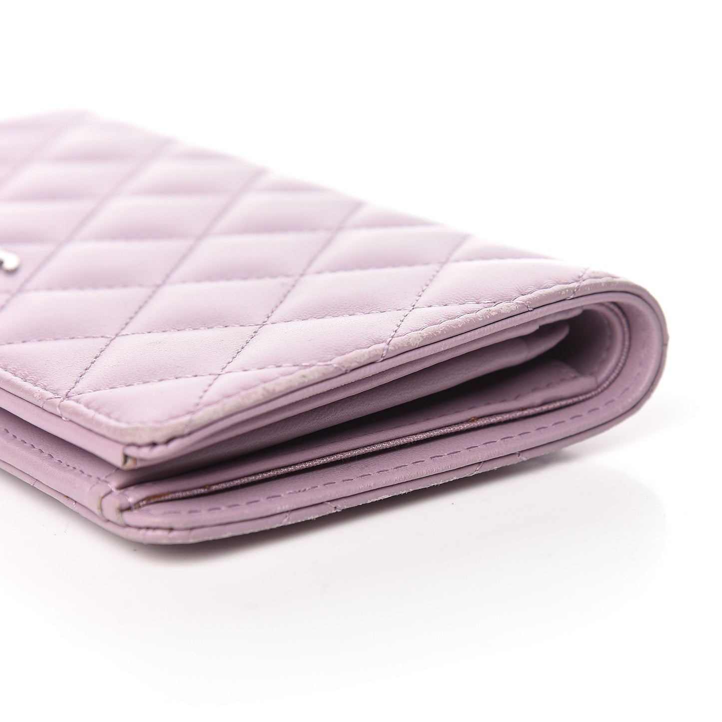 Lambskin Quilted Yen Wallet Lilac