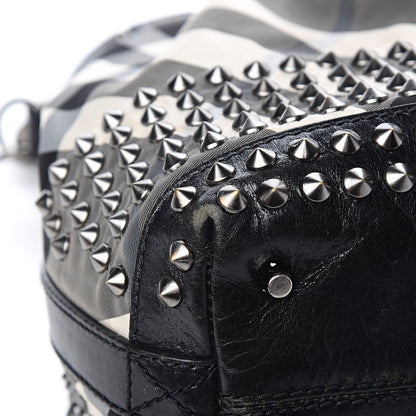 Burberry Nylon Beat Check Studded Hobo Black 12 of 22