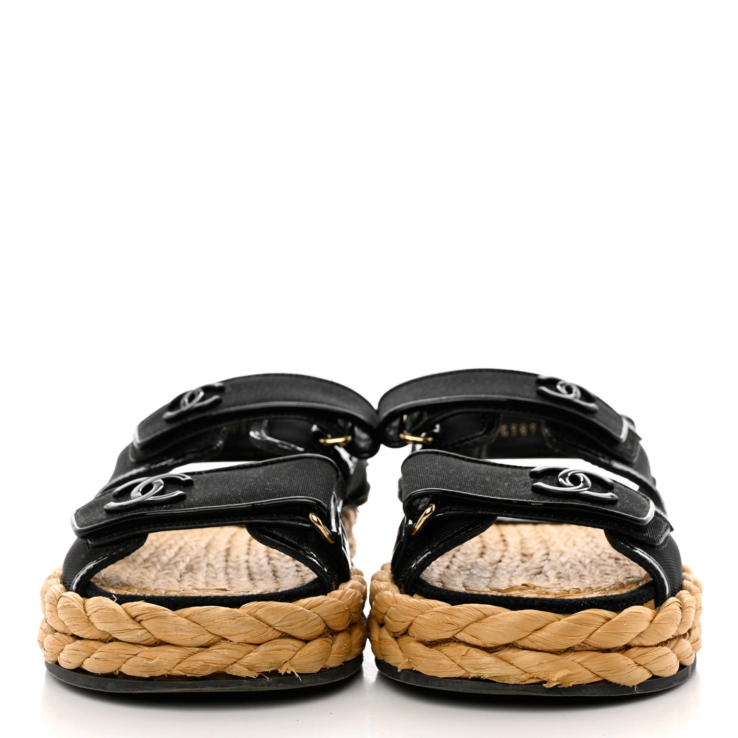 Mesh Patent Calfskin Velcro Dad Sandals 37 Black