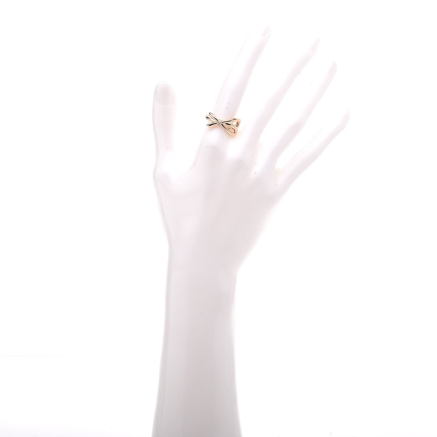 Tiffany 18K Rose Gold Diamond Bow Ring 53 6.25 2 of 5