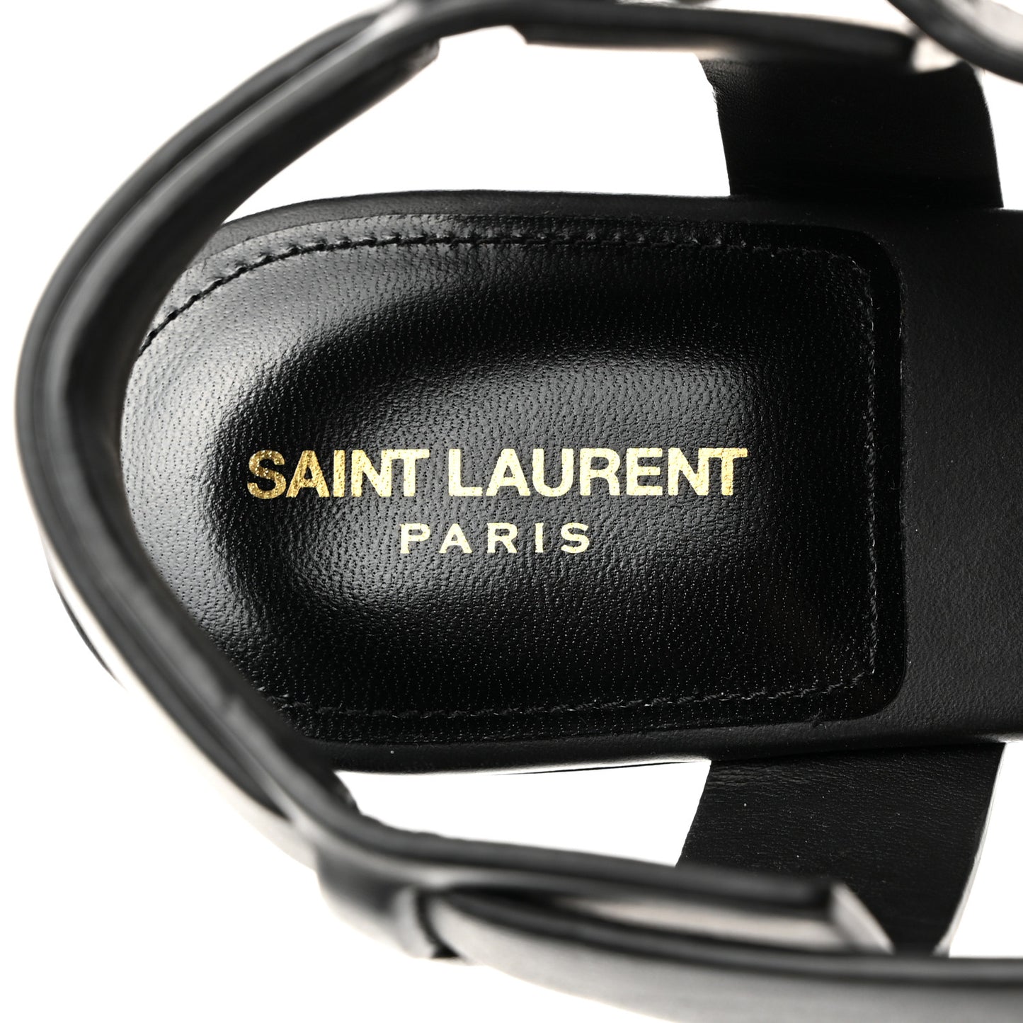 SAINT LAURENT Calfskin Gladiator Sandals 39 Black
