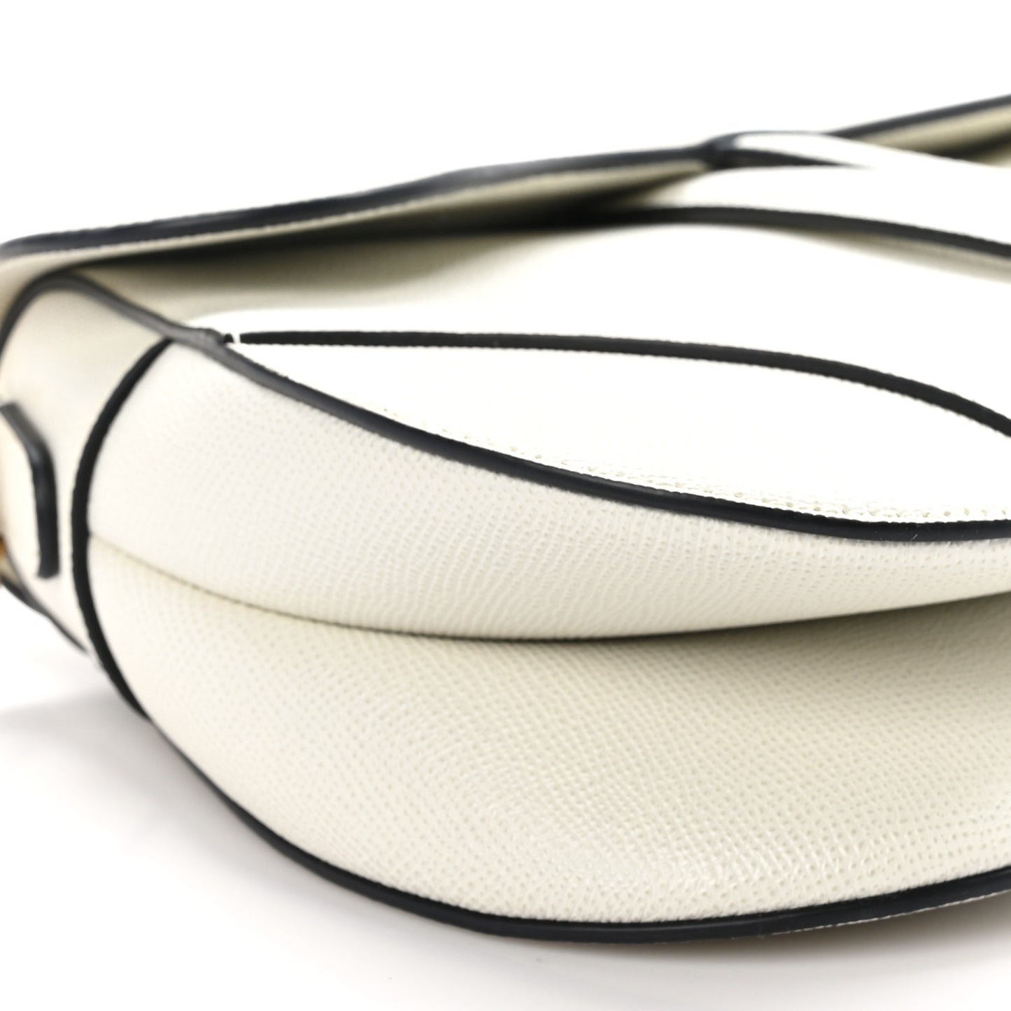 Grained Calfskin Saddle Bag With Strap Latte