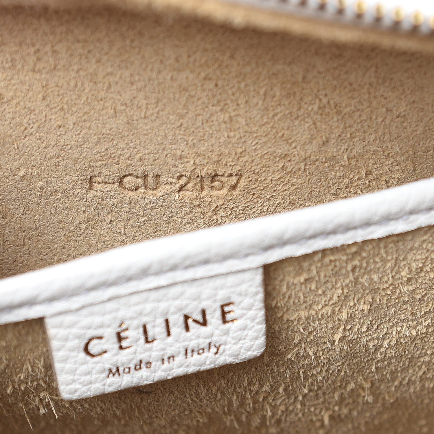 Celine Drummed Calfskin Nano Luggage Optic White 7 of 12