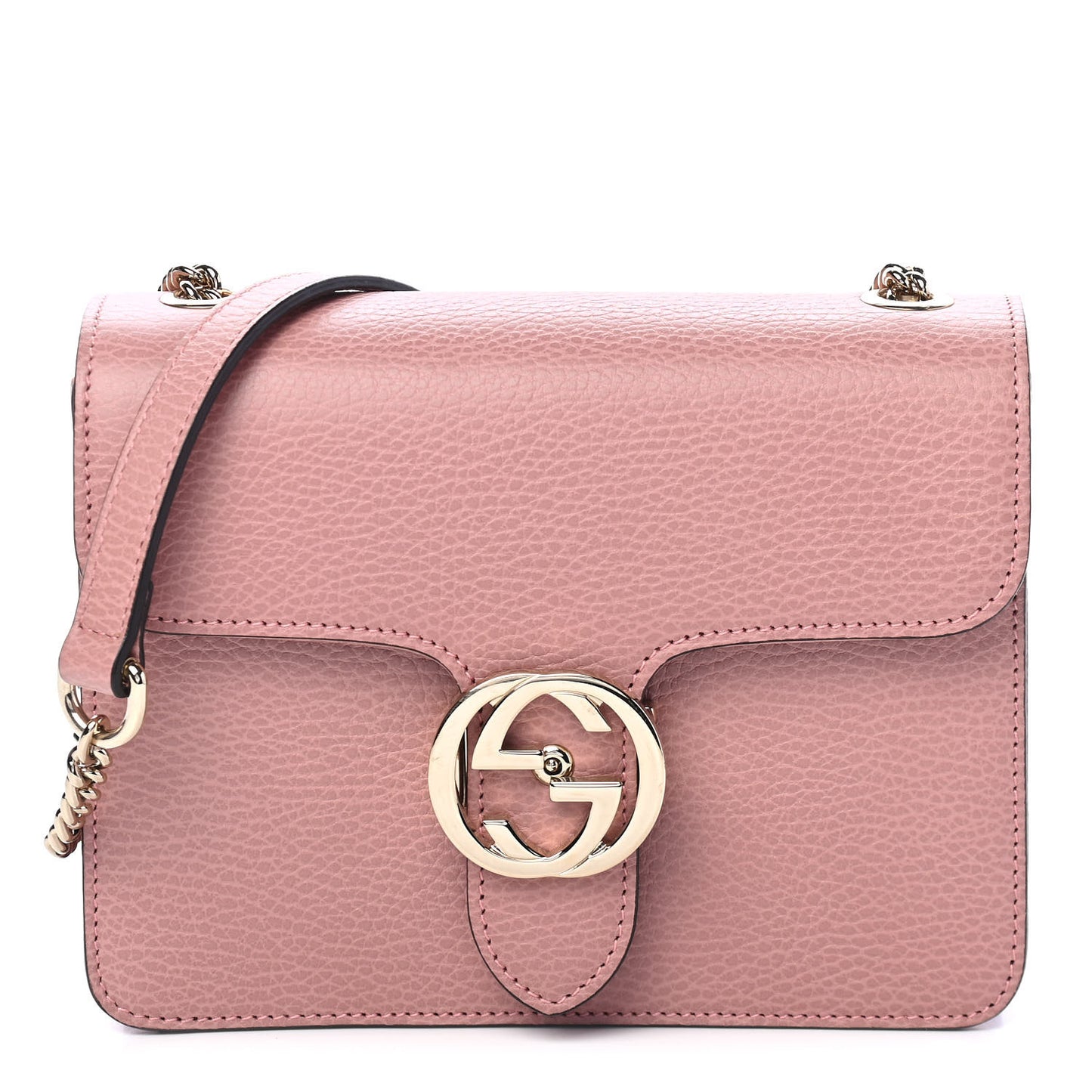 Dollar Calfskin Small Interlocking G Shoulder Bag Soft Pink