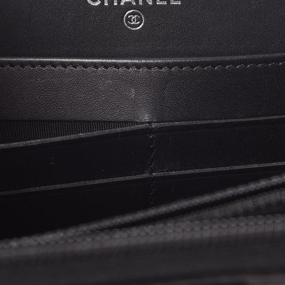 Chanel Distressed Patent Quilted Boy Zip Around Wallet Black 8 of 10