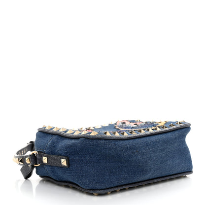 Valentino Garavani Denim Butterfly Embroidered Rockstud Camera Crossbody Bag Light Denim Multicolor 4 of 11