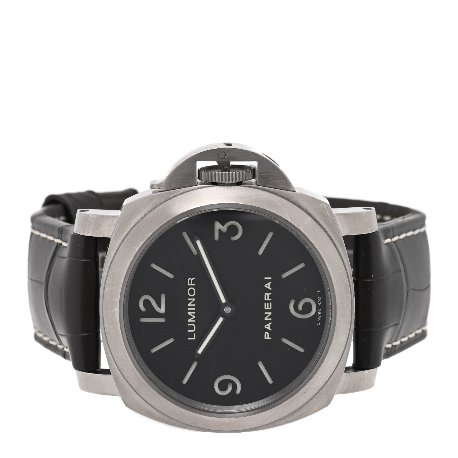 Panerai Titanium Alligator 44mm Luminor Base Manual Winding Watch Black PAM00176 2 of 4