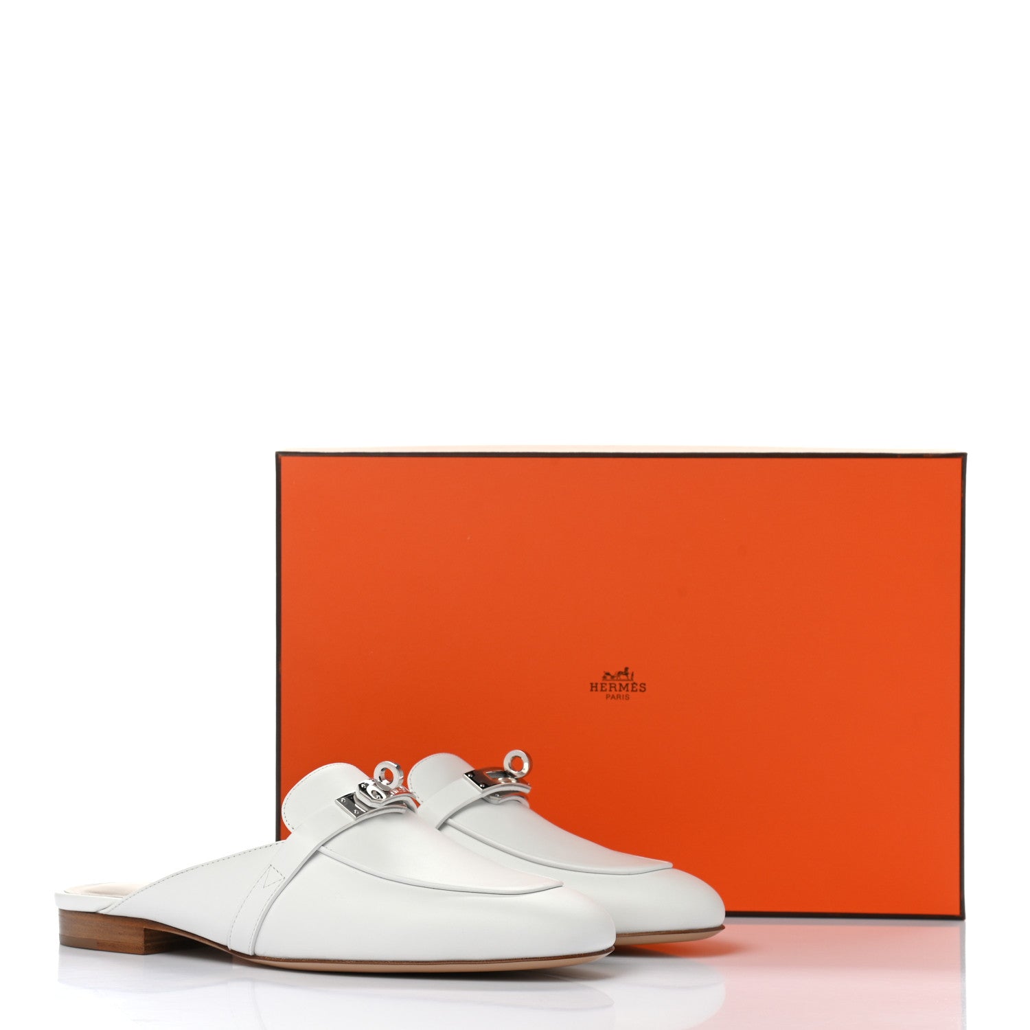 Hermes Calfskin Oz Mules 38 White 9 of 9