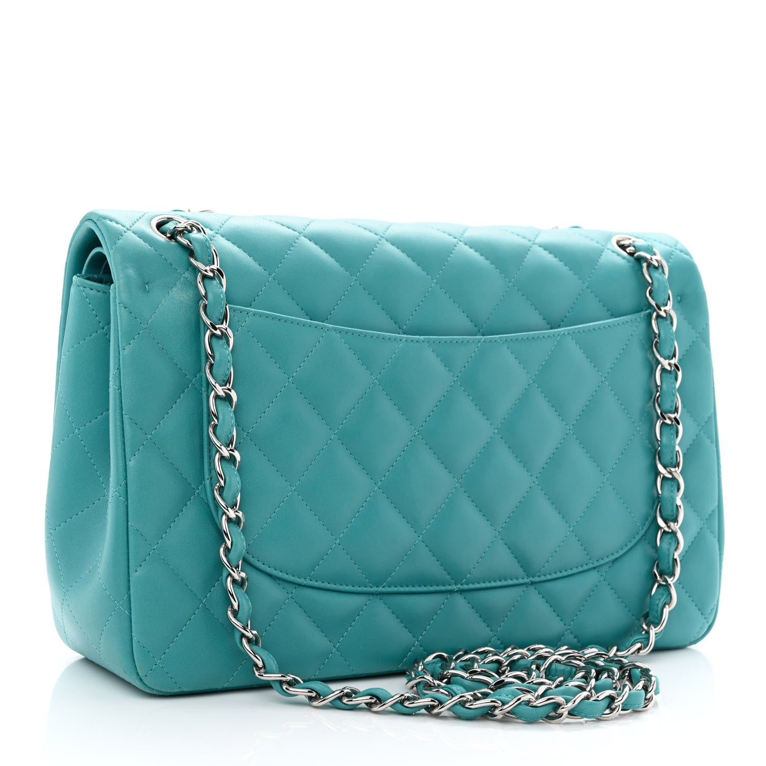 Chanel Lambskin Quilted Jumbo Double Flap Turquoise 3 of 10
