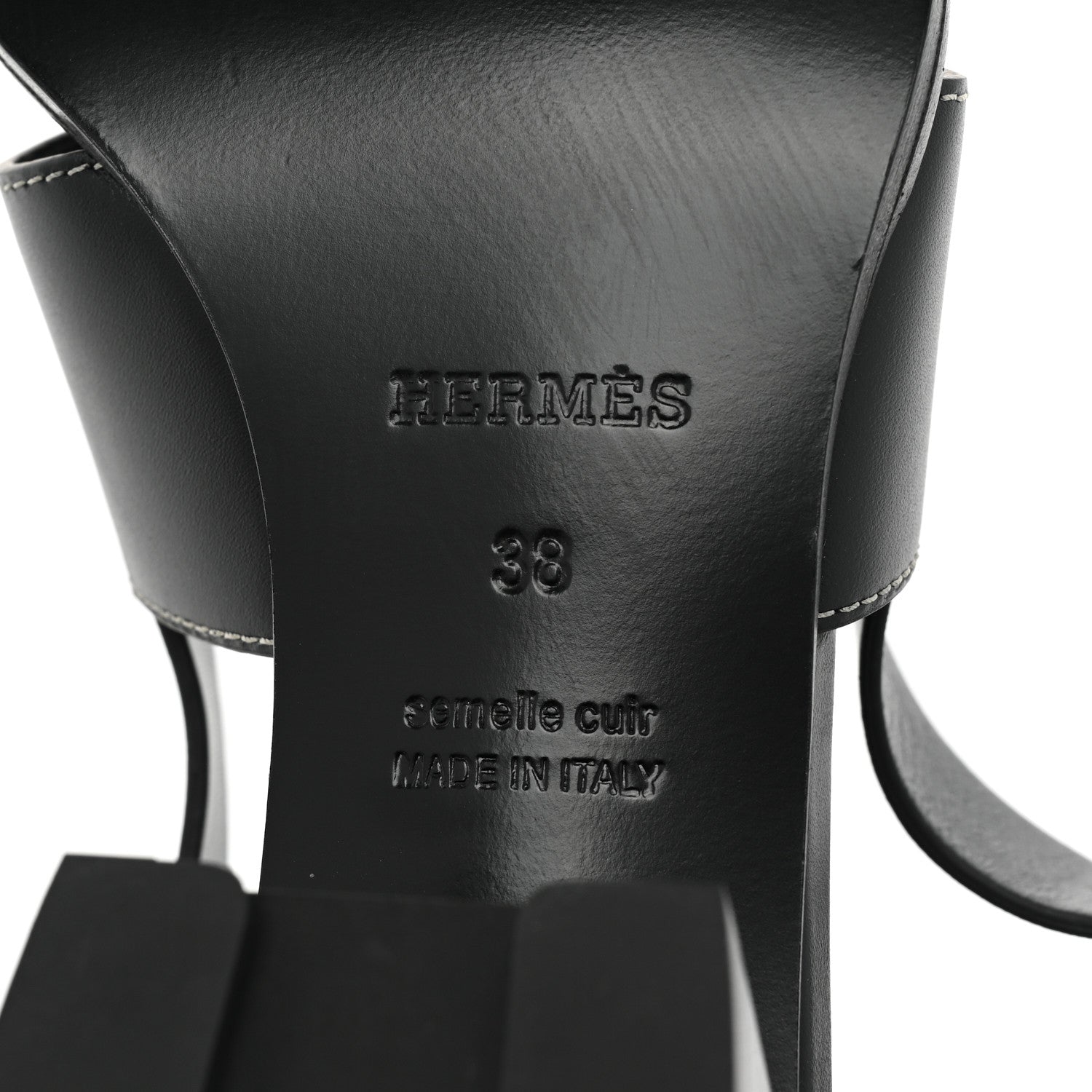 Hermes Calfskin Elbe 60 Sandals 38 Black 7 of 11