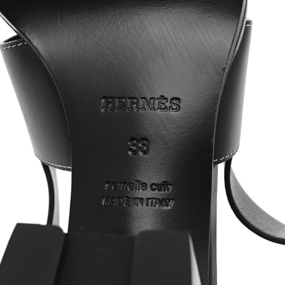 Hermes Calfskin Elbe 60 Sandals 38 Black 7 of 11
