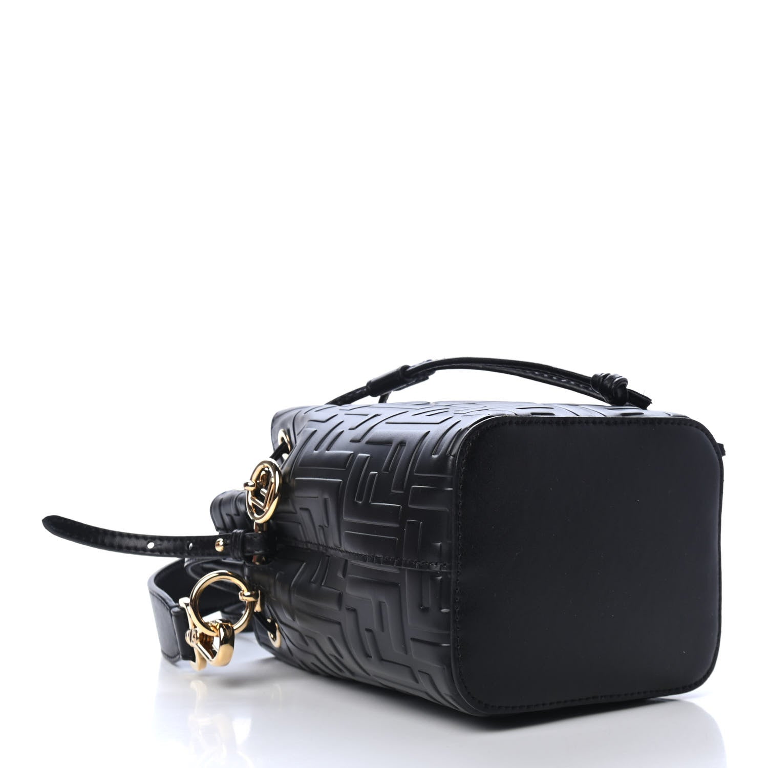 Fendi Vitello Liberty F is Fendi FF 1974 Embossed Mini Mon Tresor Bucket Bag Black 3 of 4