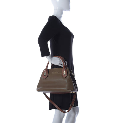 Burberry Mini Grain Calfskin Bi-Color Small Barnsburry Tote Clay Green Burnt Toffee 3 of 10