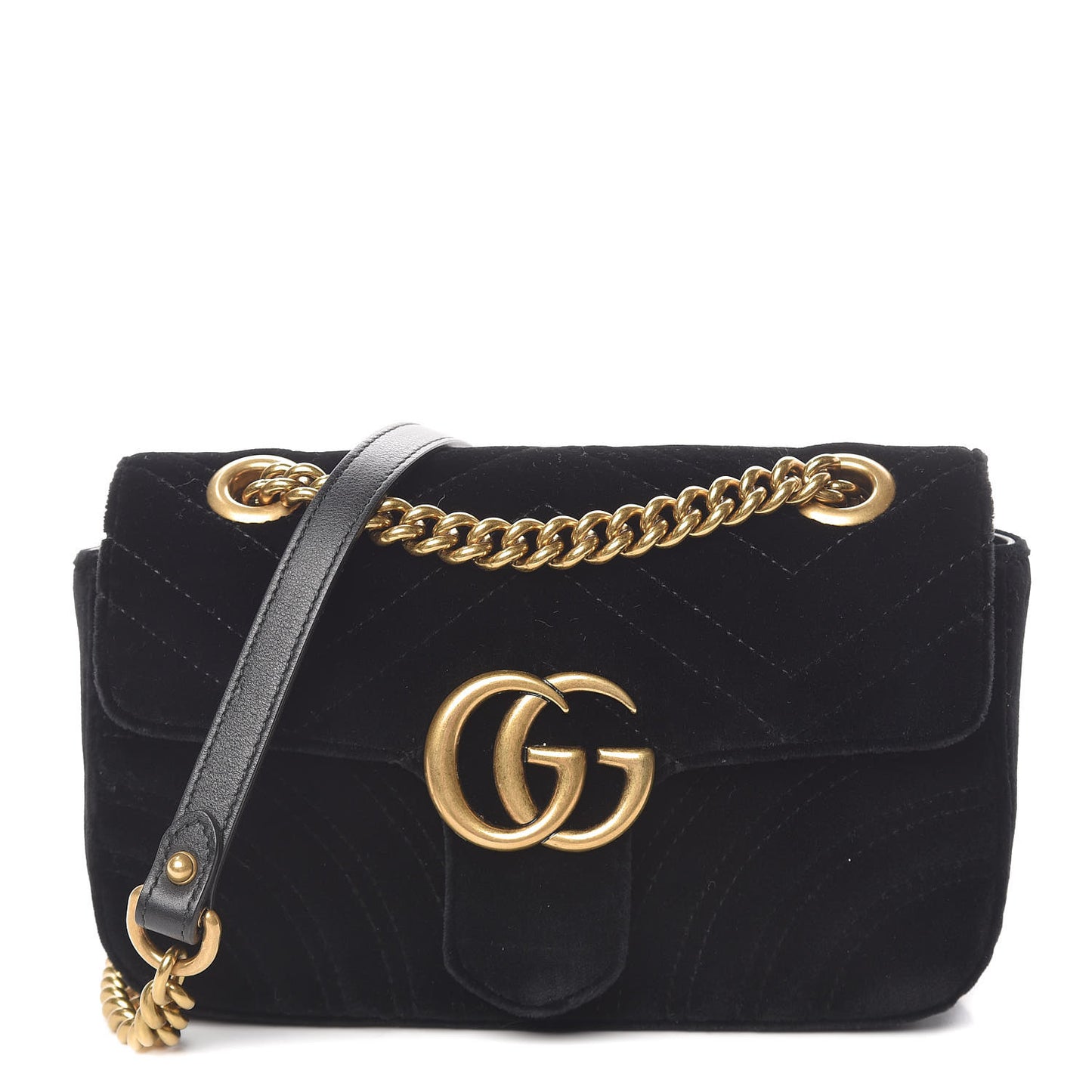 Velvet Matelasse Mini GG Marmont Shoulder Bag Black