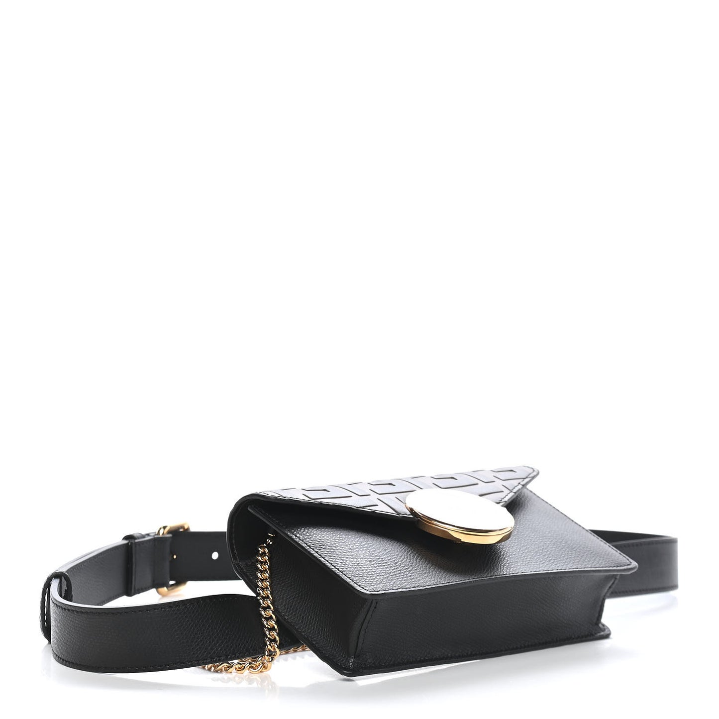 Vitello Cruise F is Fendi Bi-Color FF 1974 Embossed Envelope Belt Bag Maya Black