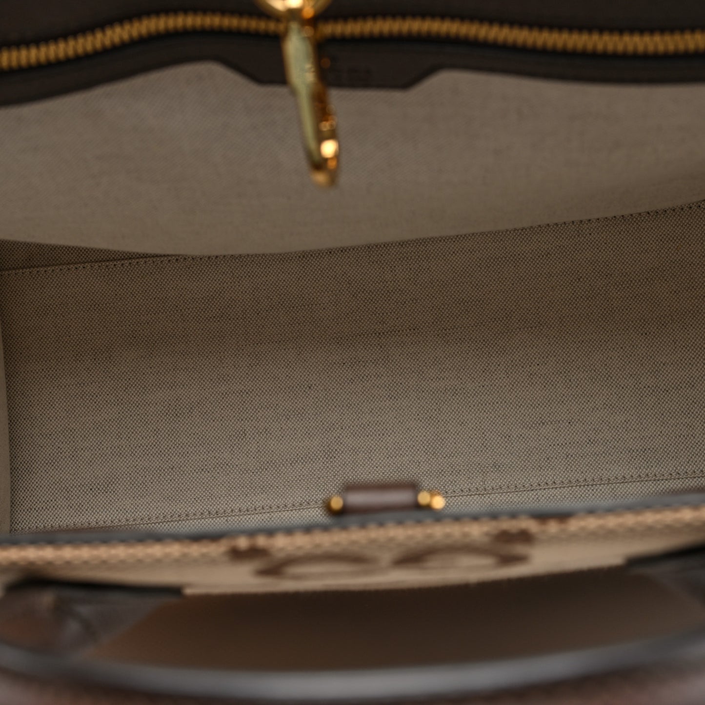 Monogram Jumbo GG Textured Dollar Calfskin Web Tote Bag Camel Ebony New Acero