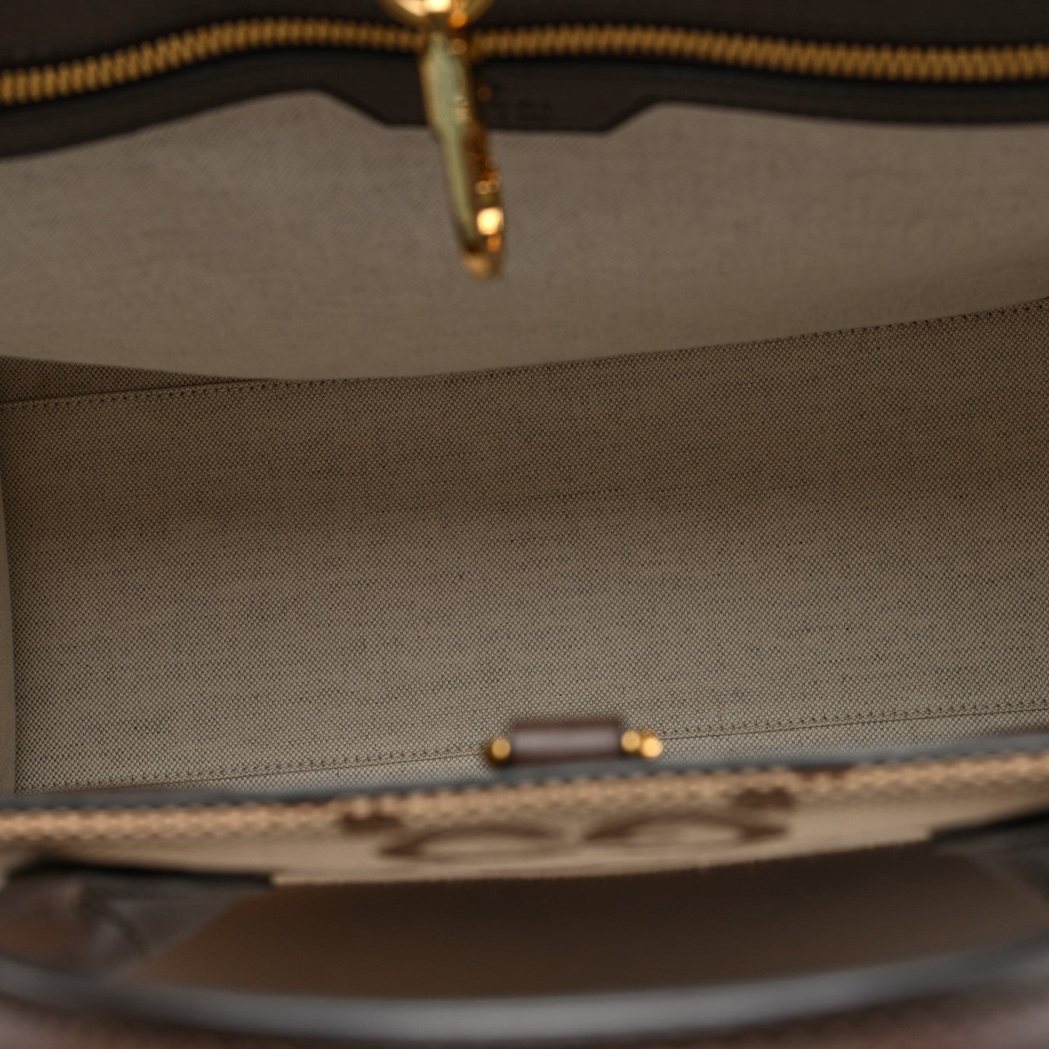 Gucci Monogram Jumbo GG Textured Dollar Calfskin Web Tote Bag Camel Ebony New Acero 5 of 9