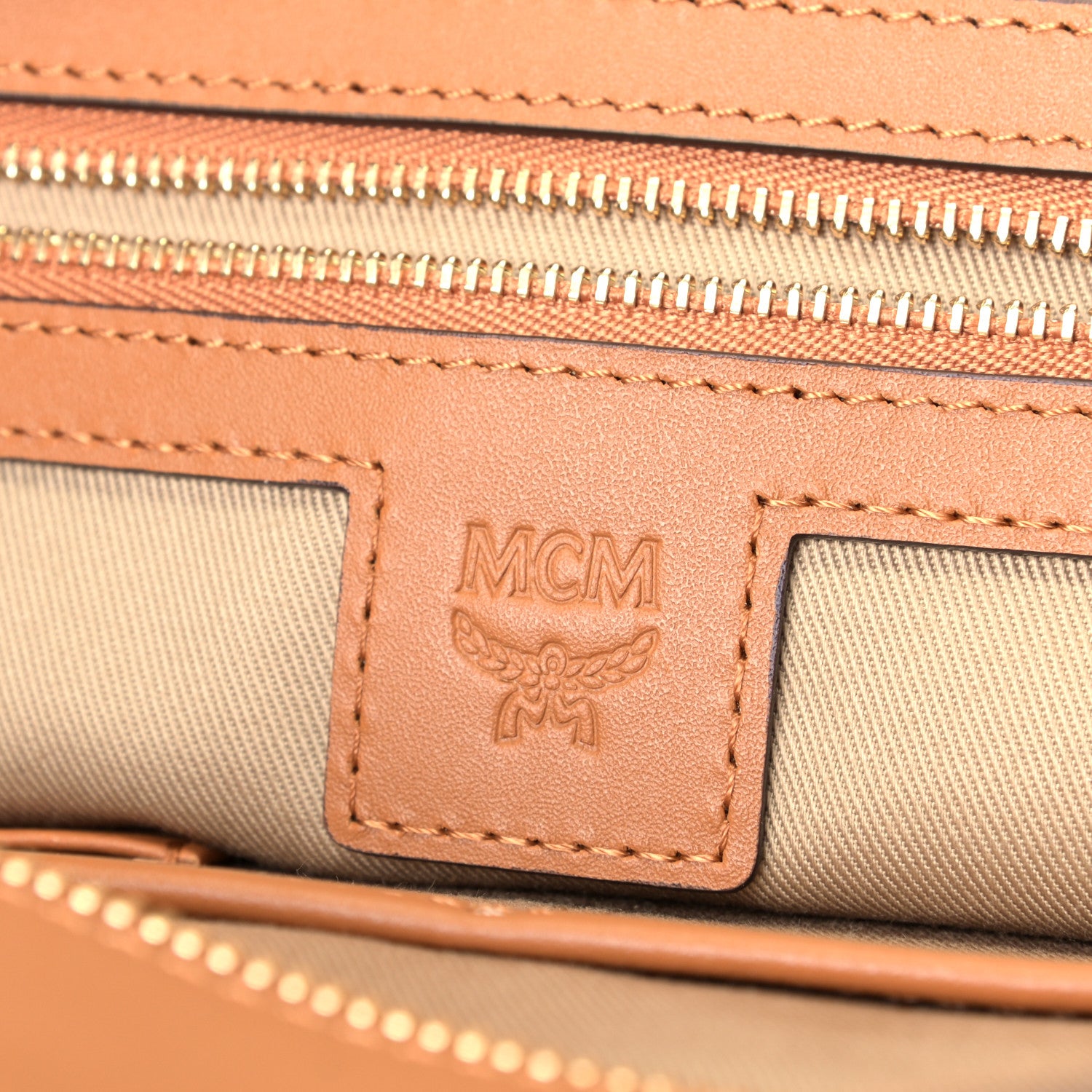 MCM Visetos Medium Anya Zip Top Shopper Tote Soft Pink 5 of 5