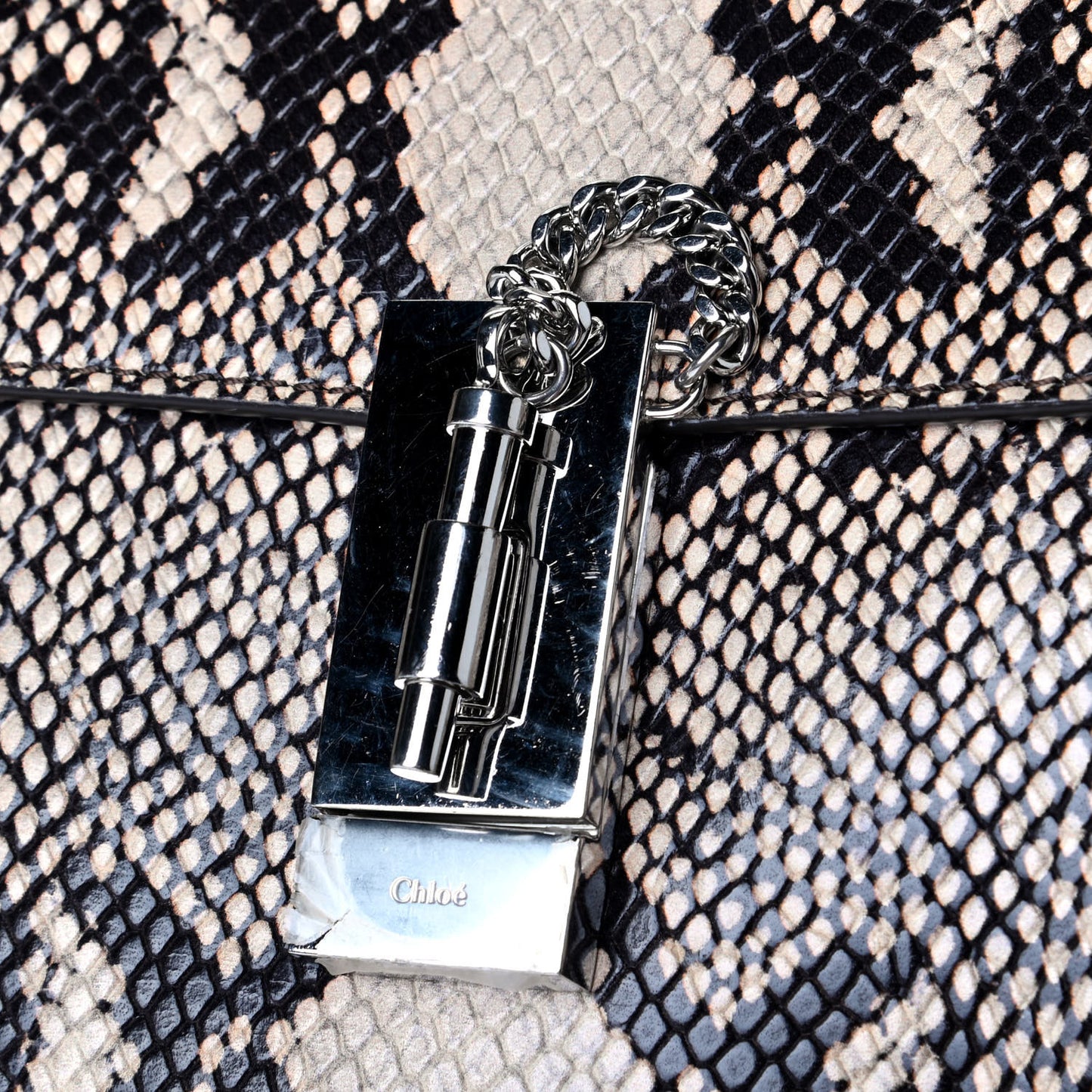 Calfskin Snake Embossed Mini Drew Bijou Shoulder Bag Eternal Grey
