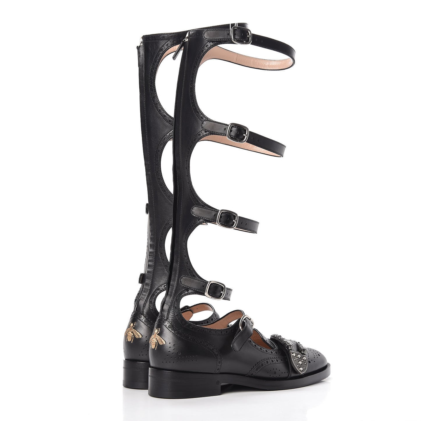 Calfskin Queercore Brogue Knee High Boots 40.5 Black