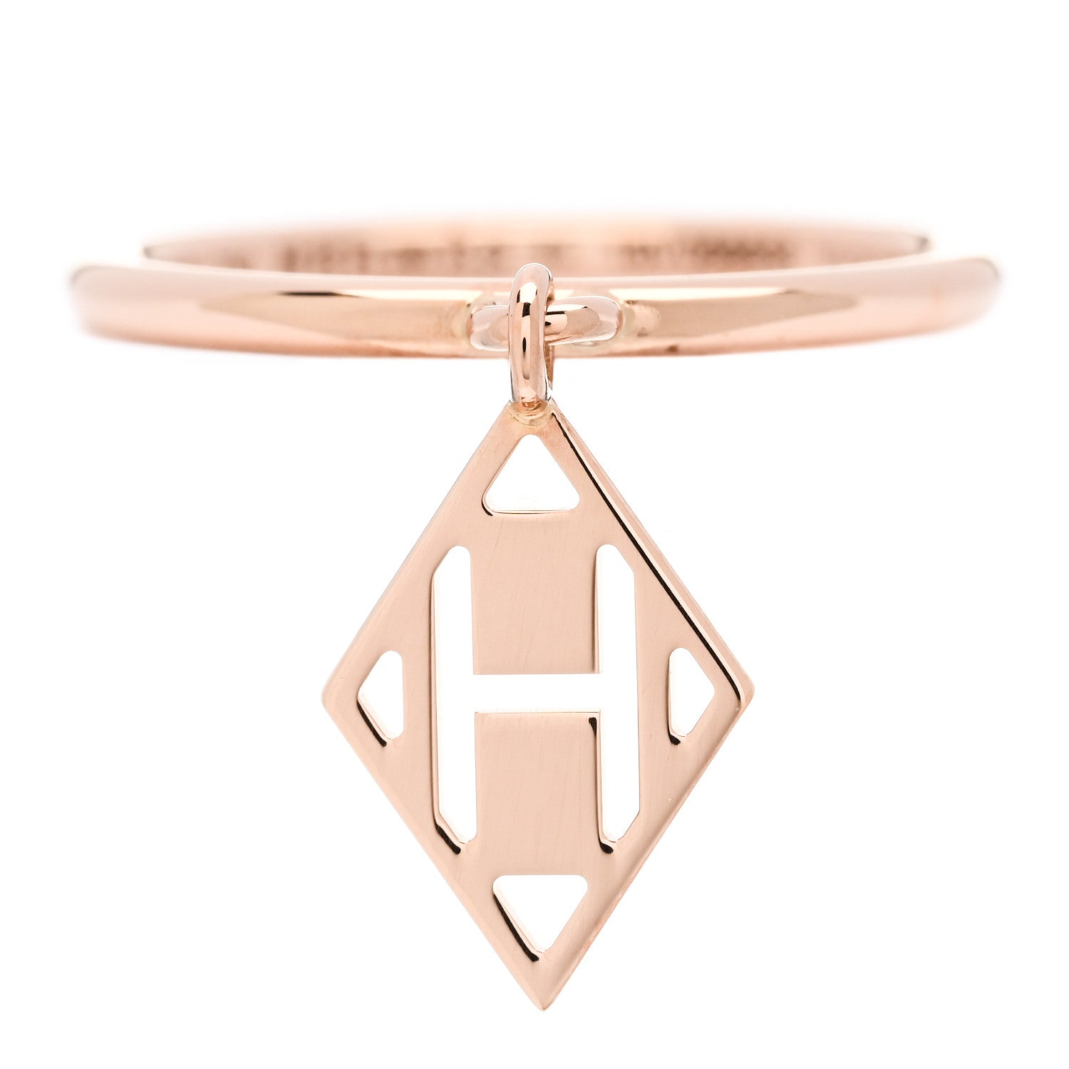 Hermes 18K Rose Gold Gambade H Ring 49 4.75 1 of 6