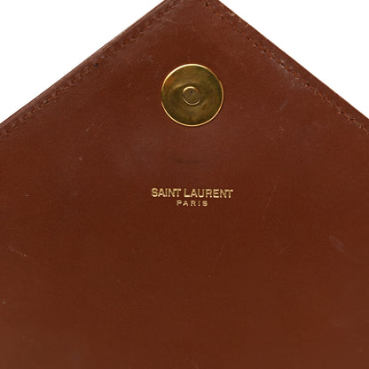 Saint Laurent Smooth Calfskin Matelasse Chevron Large Monogram Satchel Brown Brown 8 of 16
