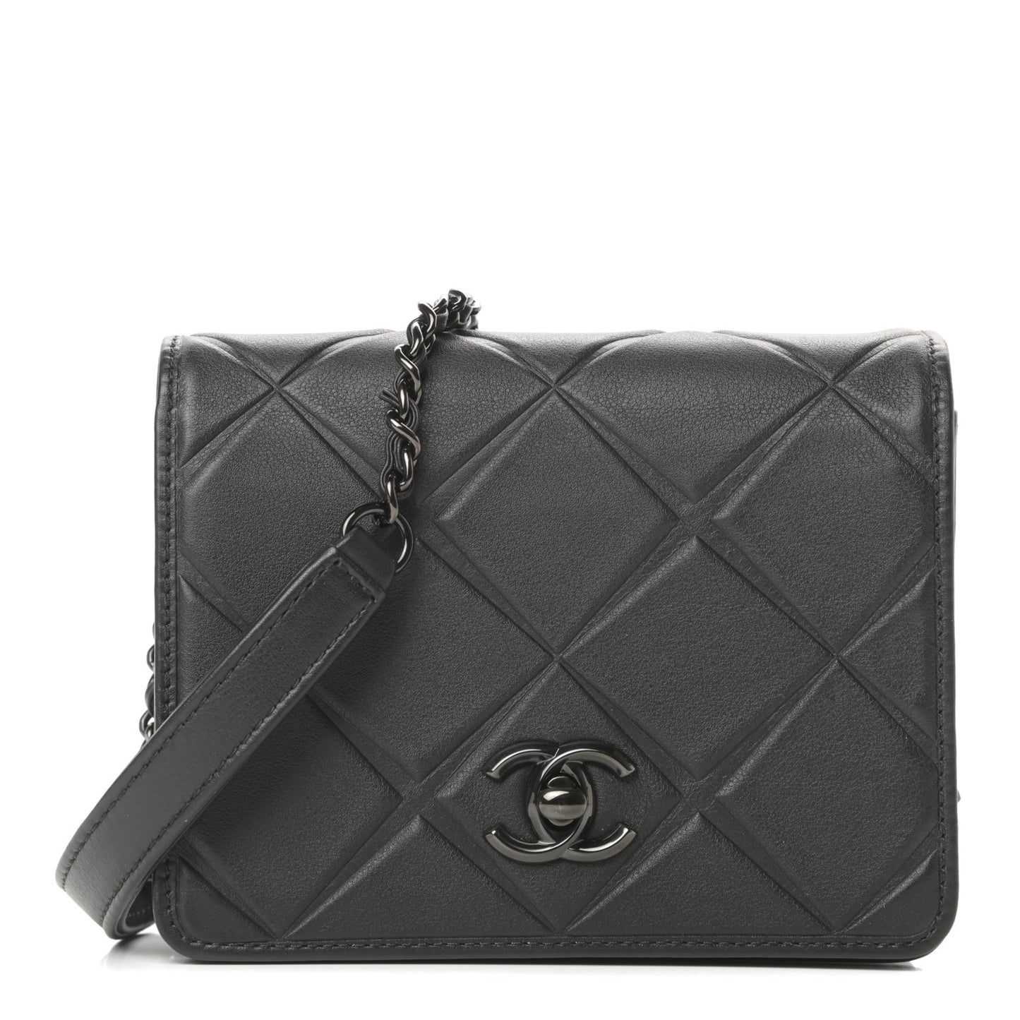 Calfskin Mini Propeller Flap Black