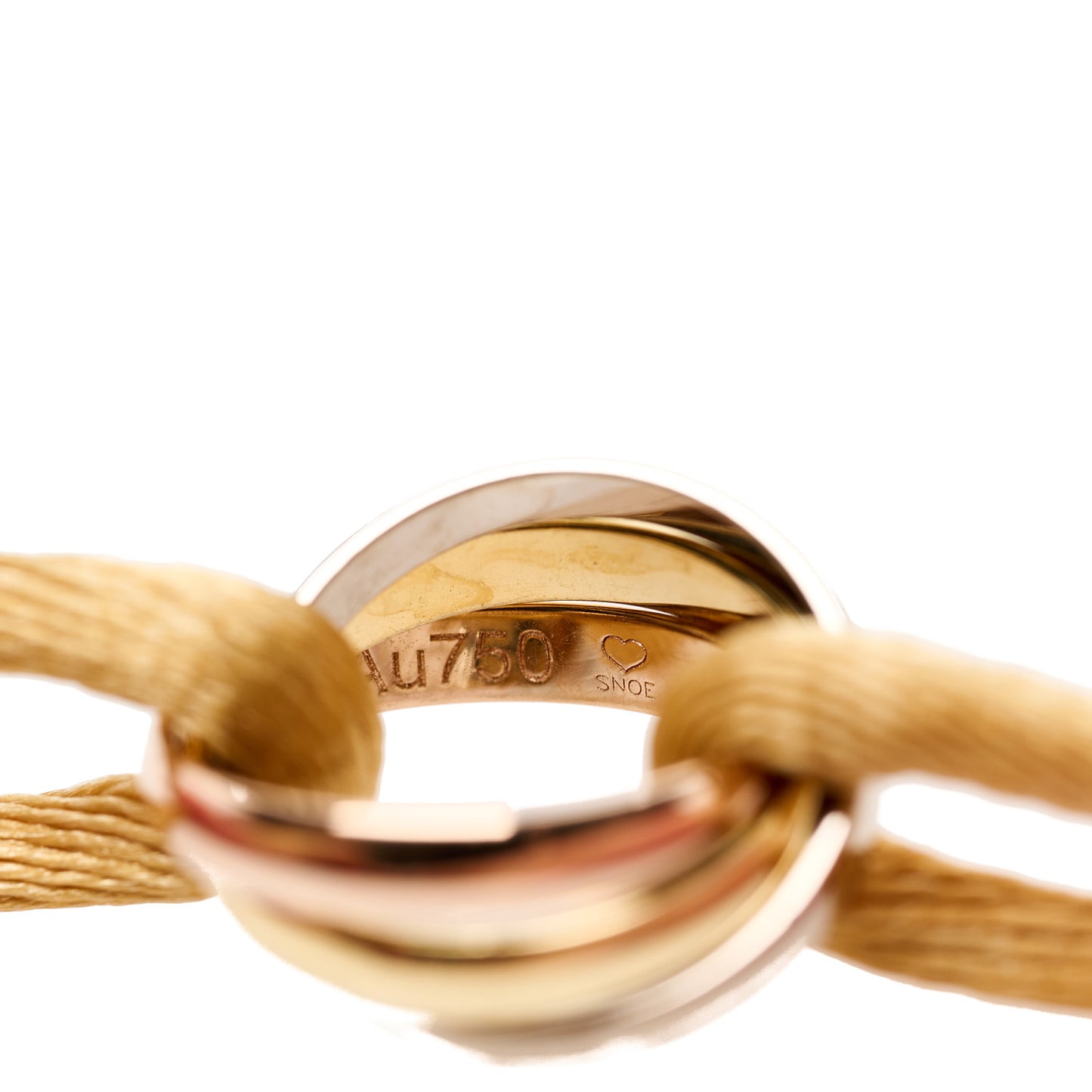 18K Pink Yellow White Gold Trinity Adjustable Cord Bracelet Gold