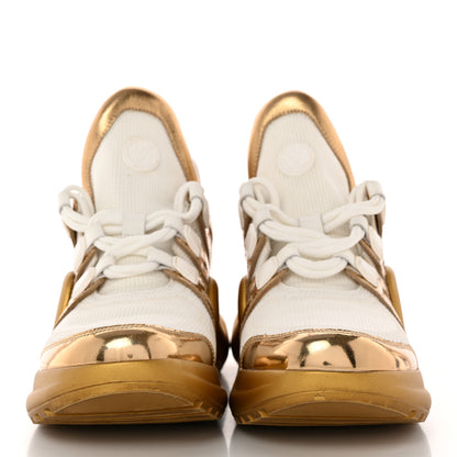 Louis Vuitton Metallic Calfskin Technical Nylon LV Archlight Sneakers 37 White Gold 2 of 13