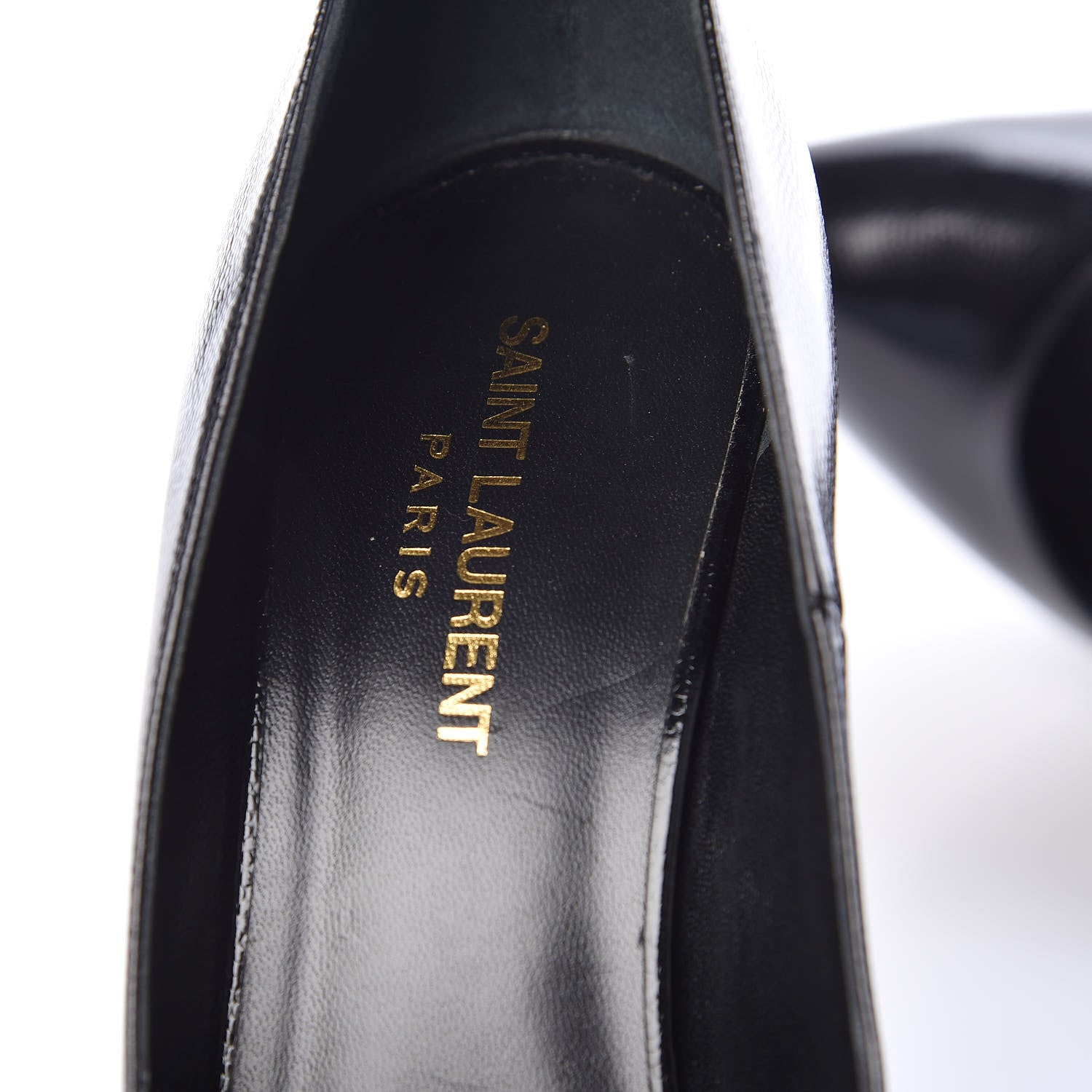 Saint Laurent Pebbled Patent Calfskin Janis 105 Platform Pumps 39.5 Black 7 of 8