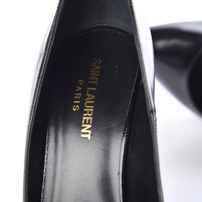 Saint Laurent Pebbled Patent Calfskin Janis 105 Platform Pumps 39.5 Black 7 of 8