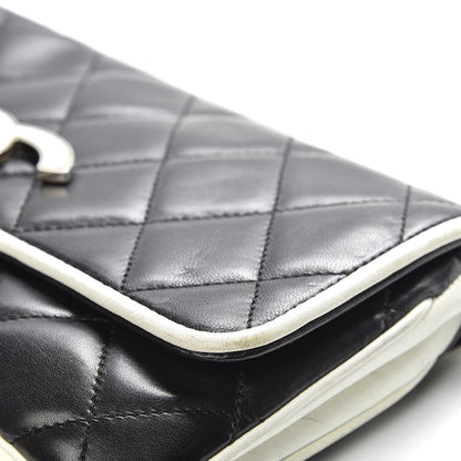 Chanel Lambskin Quilted Flap Black White 13 of 18
