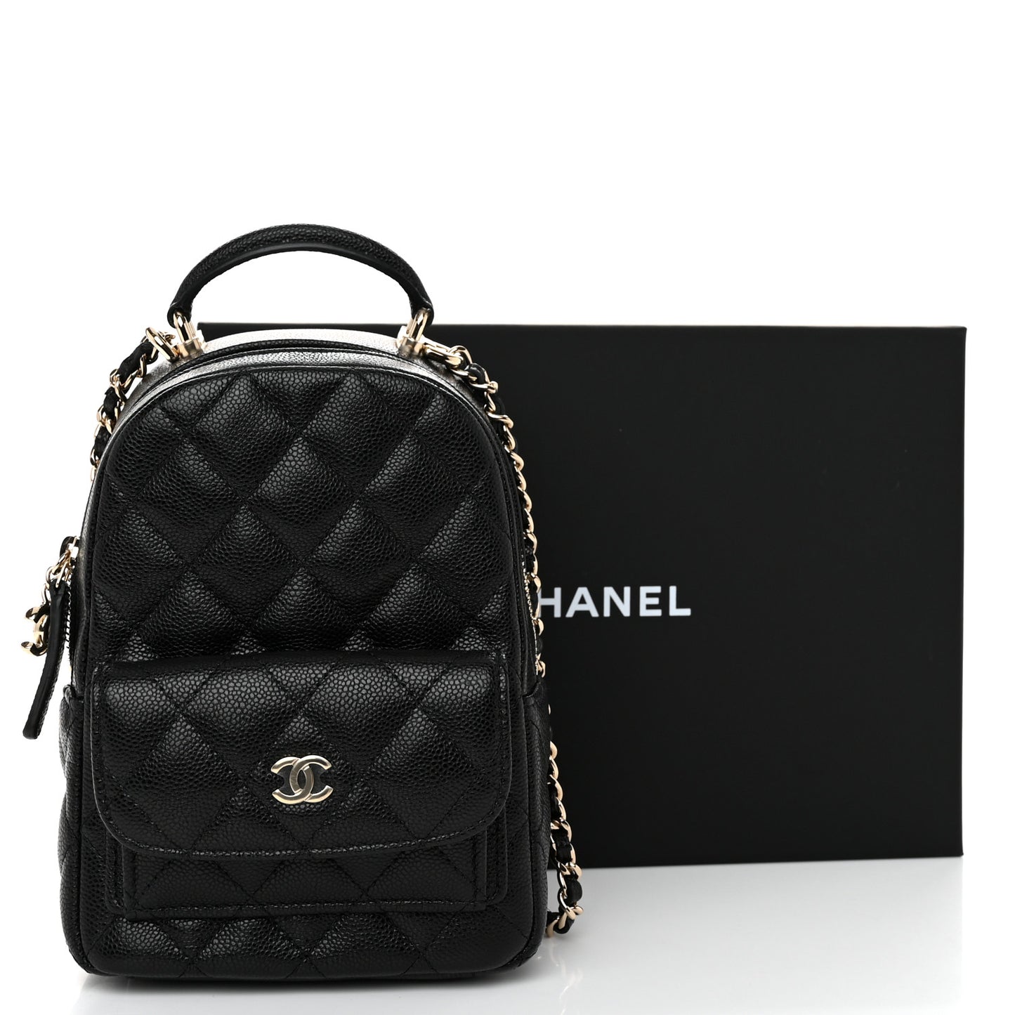 Caviar Quilted CC Mini Classic Backpack Black
