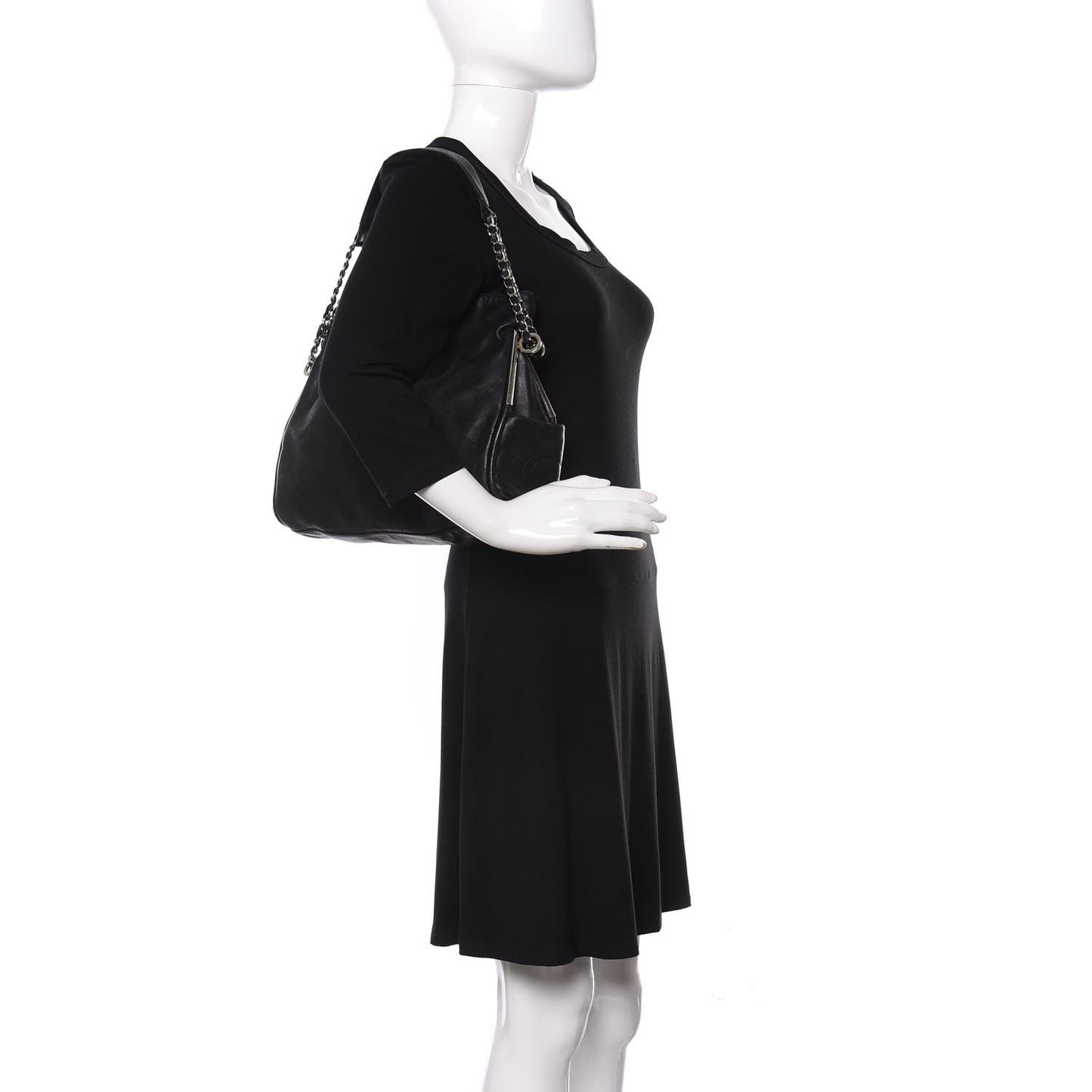 Lambskin Stitched Medium Ultimate Soft Tote Black