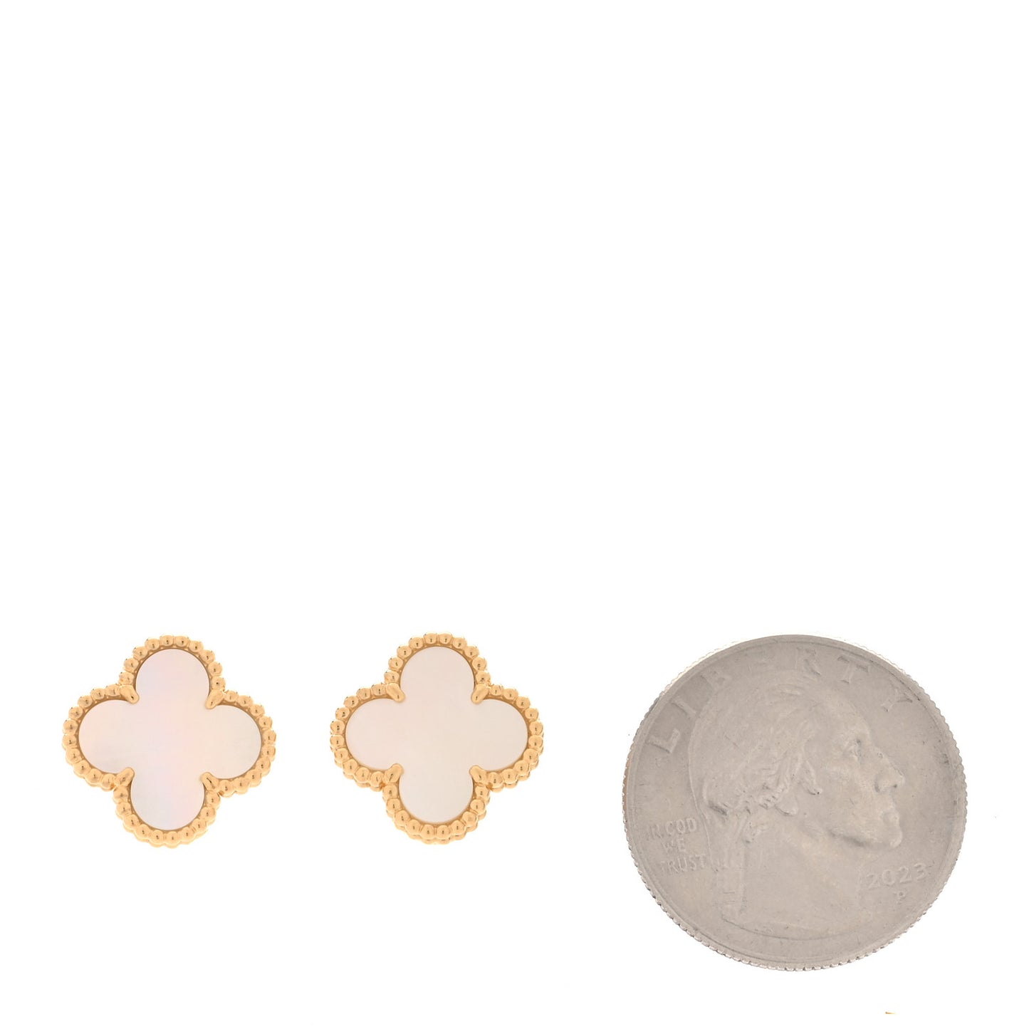 18K Yellow Gold Mother of Pearl Vintage Alhambra Earrings
